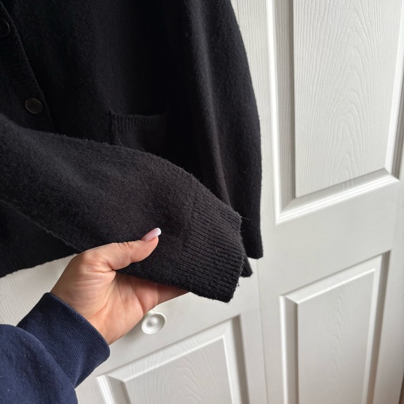 Madewell Wool Alpaca Drop Shoulder V-Neck Cardigan Button Academia Black XL Soft - Picture 3 of 8